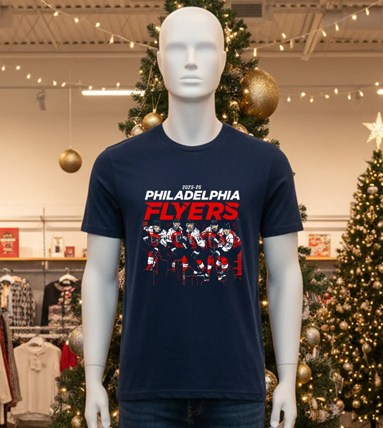 2025 26 Philadelphia Flyers Team Players Skyline T - black-t-shirt 2025 26 Philadelphia Flyers Team Players Skyline T Black T Shirt