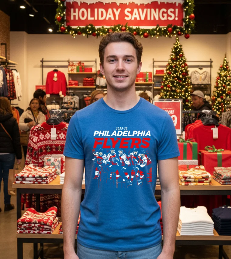 2025 26 Philadelphia Flyers Team Players Skyline T - blue-t-shirt 2025 26 Philadelphia Flyers Team Players Skyline T Blue T Shirt