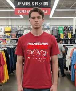 2025 26 Philadelphia Flyers Team Players Skyline T   Red T Shirt