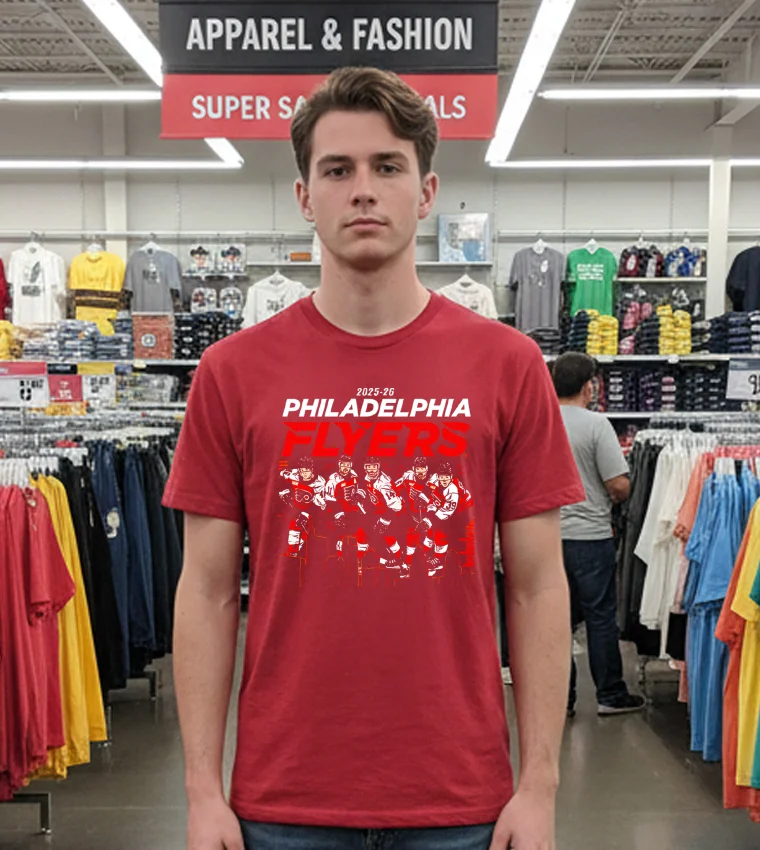 2025 26 Philadelphia Flyers Team Players Skyline T - red-t-shirt 2025 26 Philadelphia Flyers Team Players Skyline T Red T Shirt