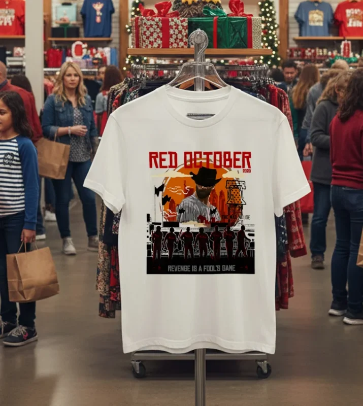 2025 Red Philadelphia Phillies October Revenge Is A Fool S Bane T   White T Shirt