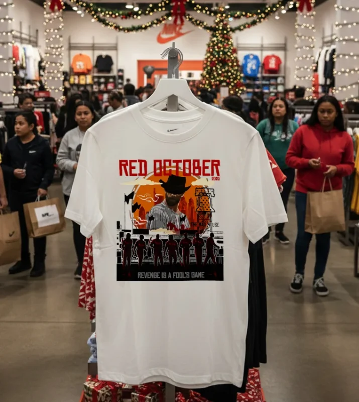 2025 Red Philadelphia Phillies October Revenge Is A Fool S Bane T   White T Shirt