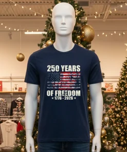 250 Years Of Freedom 1776 2026 American Flag retro T shirt