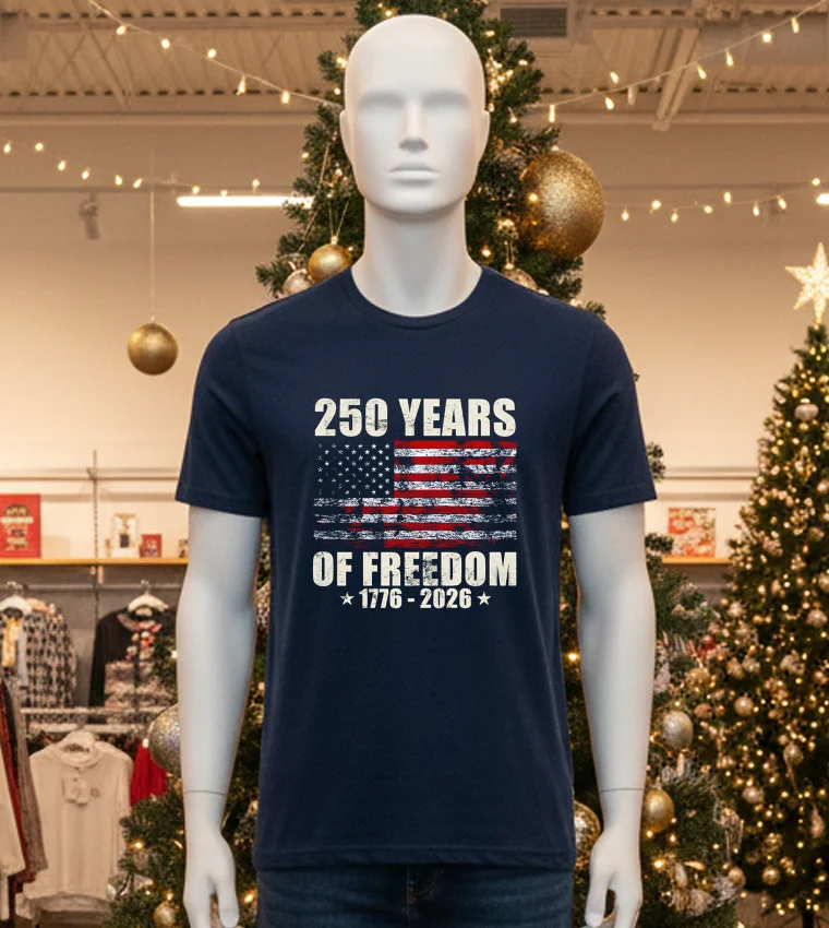 250 Years Of Freedom 1776 2026 American Flag Retro T - black-t-shirt 250 Years Of Freedom 1776 2026 American Flag Retro T Black T Shirt