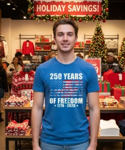 250 Years Of Freedom 1776 2026 American Flag retro T shirt