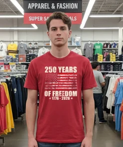 250 Years Of Freedom 1776 2026 American Flag retro T shirt