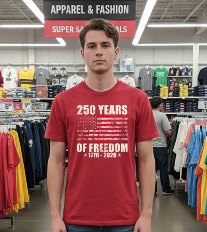 250 Years Of Freedom 1776 2026 American Flag Retro T Red T Shirt