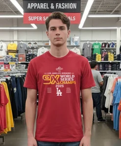 9 Time Los Angeles Dodgers World Series Champs 2025 Black shirt