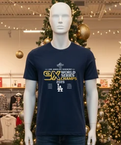 9 Time Los Angeles Dodgers World Series Champs 2025 Black Black T Shirt 1