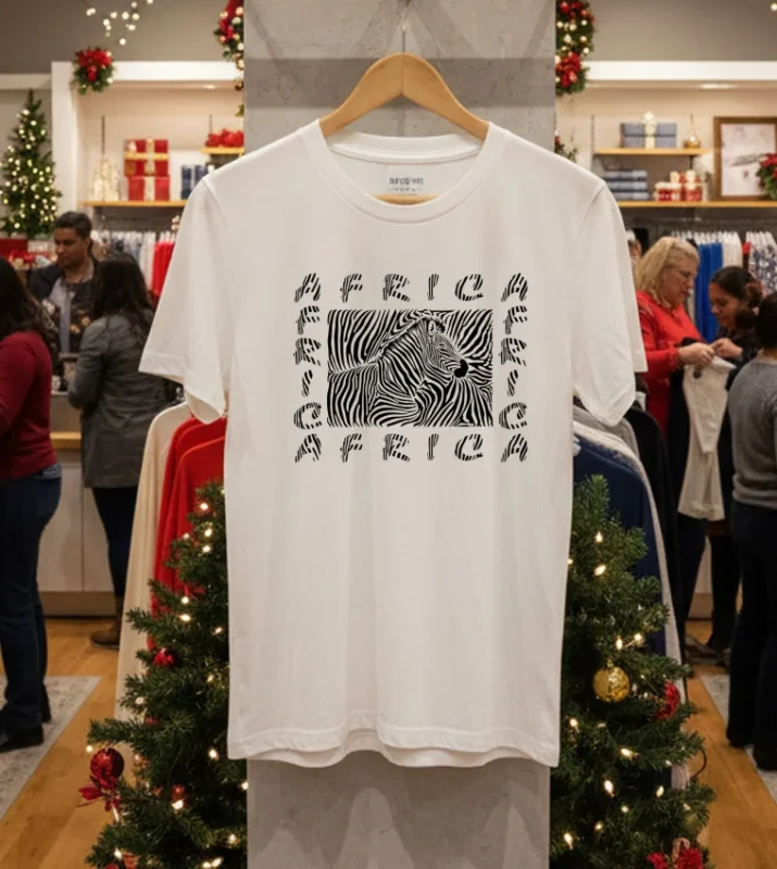 Africa Zebra Motif Vintage   White T Shirt