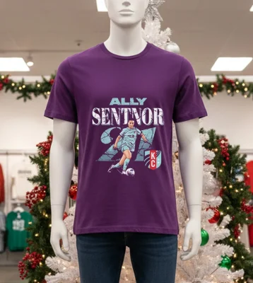 Ally Sentnor Kansas City Current Cracked Number 21 American Soccer Player   Purple T Shirt