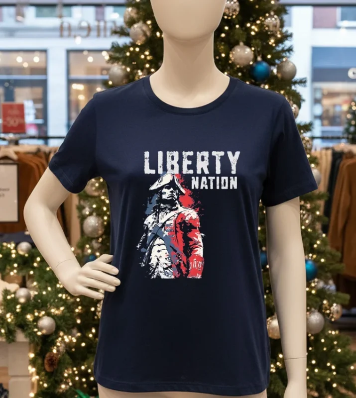 American Defiance Liberty Nation Retro   Navy T Shirt