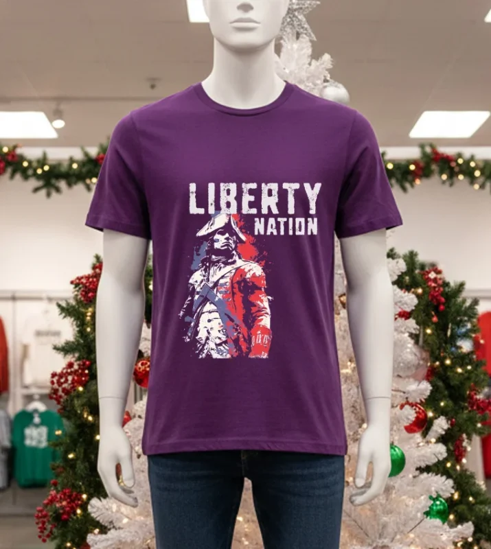 American Defiance Liberty Nation Retro   Purple T Shirt