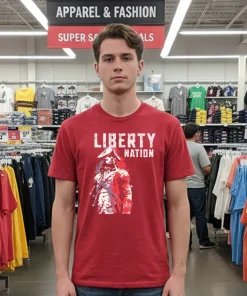 American Defiance Liberty Nation Retro   Red T Shirt