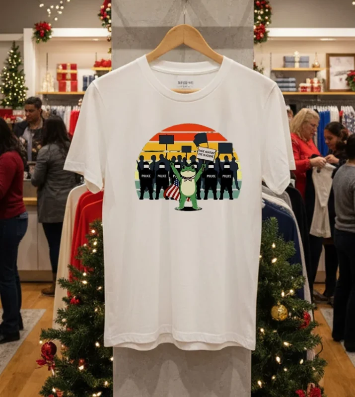 American Flag Protest Rage Against The Machine Frog White T Shirt