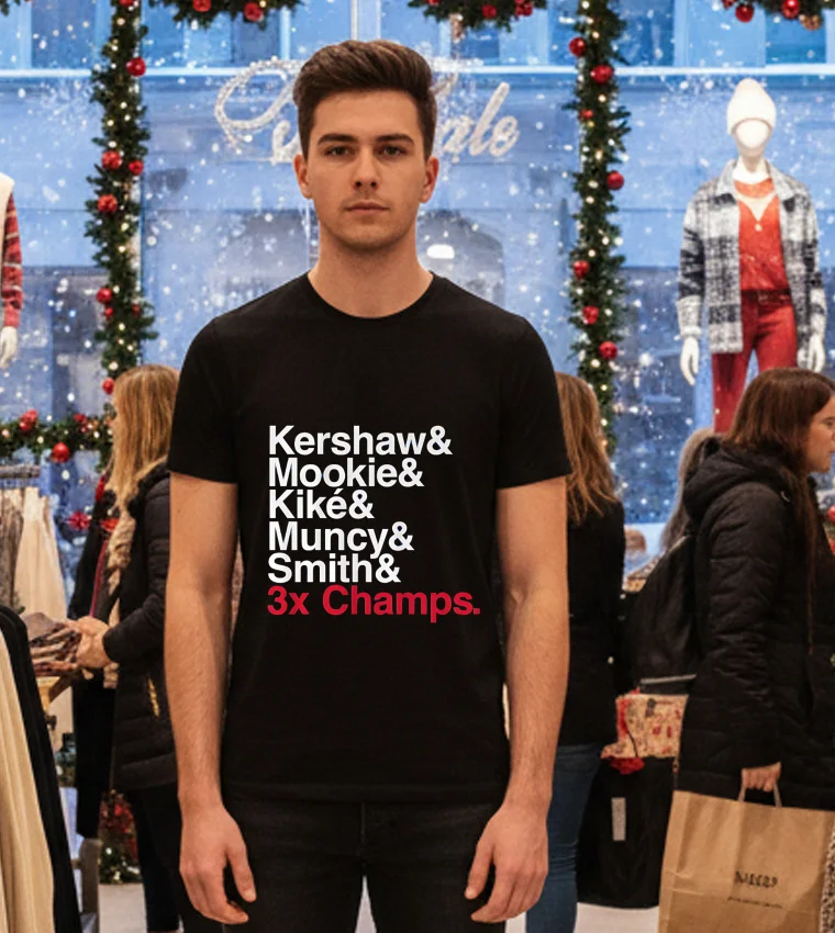 Ampersand 3 Time Champs Dodgers 2025 Black T Shirt