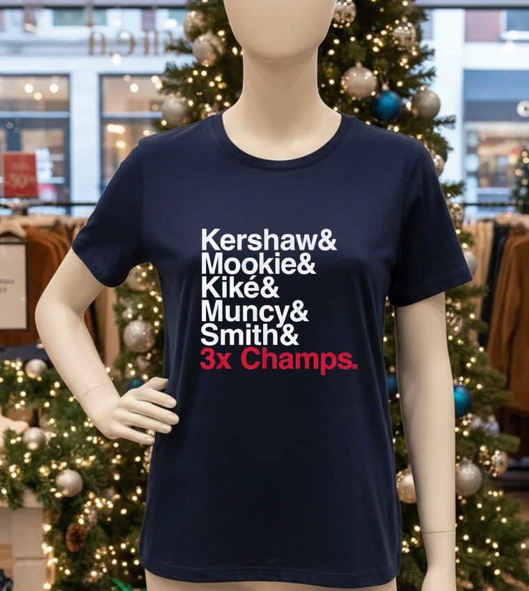 Ampersand 3 Time Champs Dodgers 2025 - navy-t-shirt Ampersand 3 Time Champs Dodgers 2025 Navy T Shirt