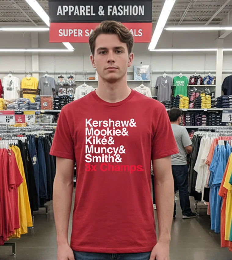 Ampersand 3 Time Champs Dodgers 2025 Red T Shirt