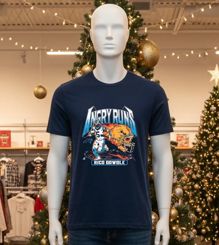 Angry Runs 2025 Panthers Rico Dowdle Black T Shirt