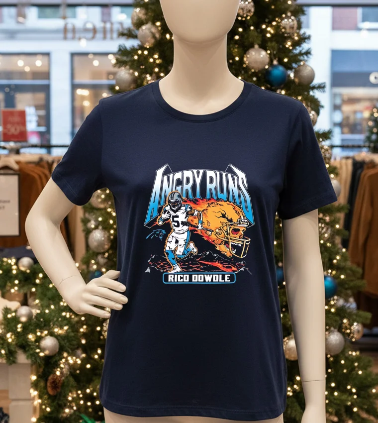 Angry Runs 2025 Panthers Rico Dowdle - navy-t-shirt Angry Runs 2025 Panthers Rico Dowdle Navy T Shirt