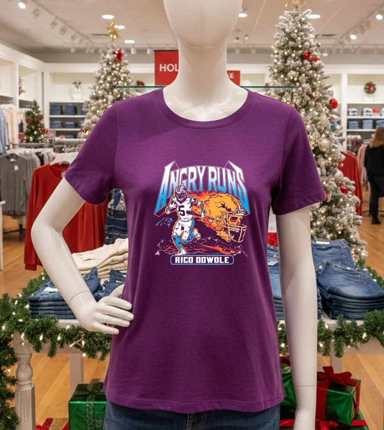 Angry Runs 2025 Panthers Rico Dowdle - purple-t-shirt Angry Runs 2025 Panthers Rico Dowdle Purple T Shirt