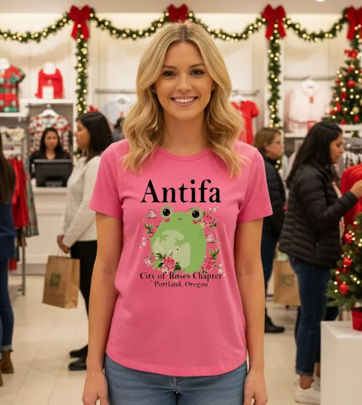 Antifa City Of Roses Frog Pink T Shirt