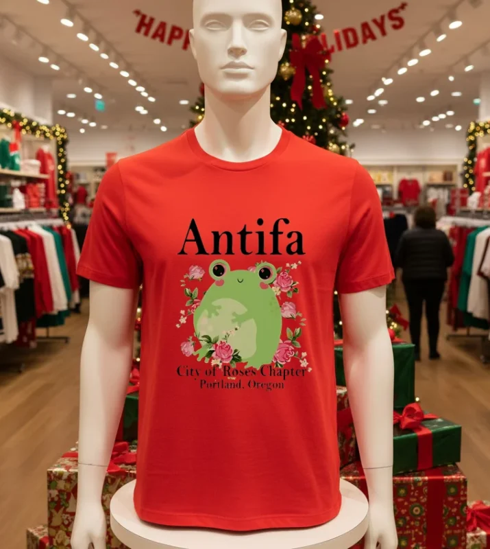 Antifa City Of Roses Frog Red T Shirt