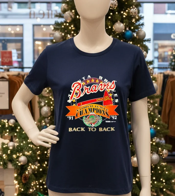 Atlanta Braves Back To Back National League Champions Navy T Shirt