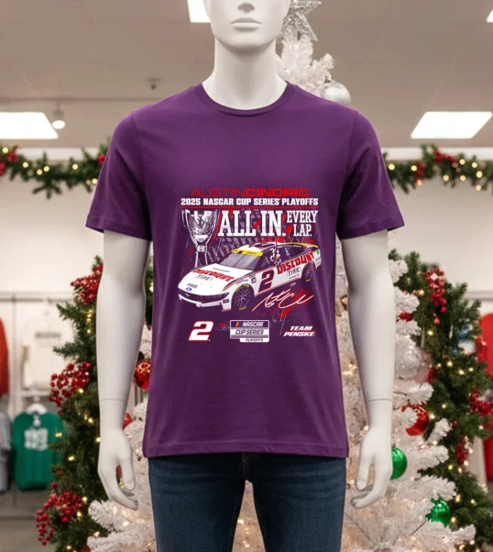 Austin Cindric Checkered Flag Sports 2025 Nascar Cup Series Playoffs Discount Tire Purple T Shirt