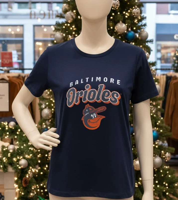 Baltimore Orioles Wonderment Retro   Navy T Shirt