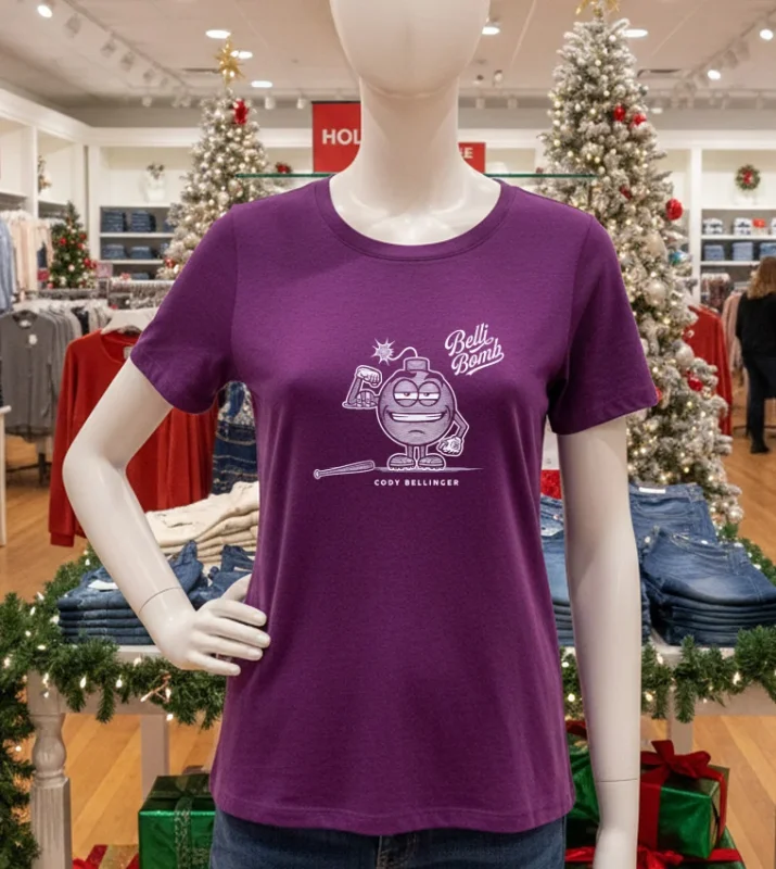 Belli Bomb Funny Baseball Logo T   Purple T Shirt
