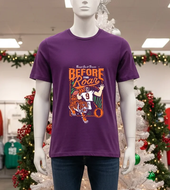 Bengal Jim And Friends Before The Roar Cincinnati Bengals Purple T Shirt