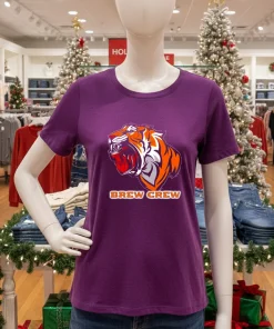 Bengals Tiger Beer And Brews Brew Crew Can Crusher T   Purple T Shirt