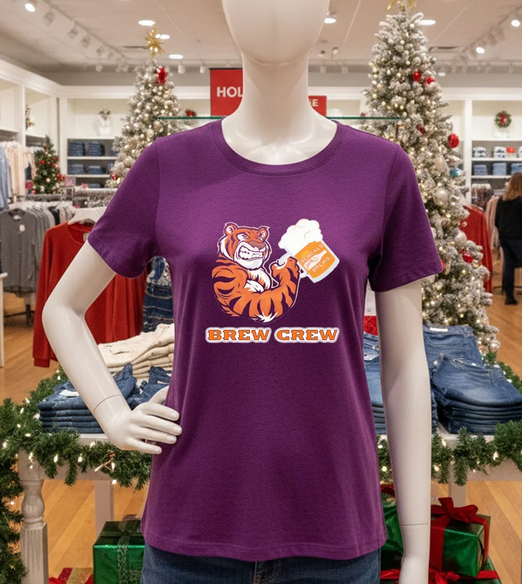 Bengals Tiger Beer And Brews Brew Crew T - purple-t-shirt Bengals Tiger Beer And Brews Brew Crew T Purple T Shirt