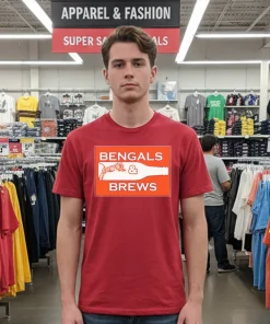 Bengals Tiger Beer And Brews Logo T   Red T Shirt