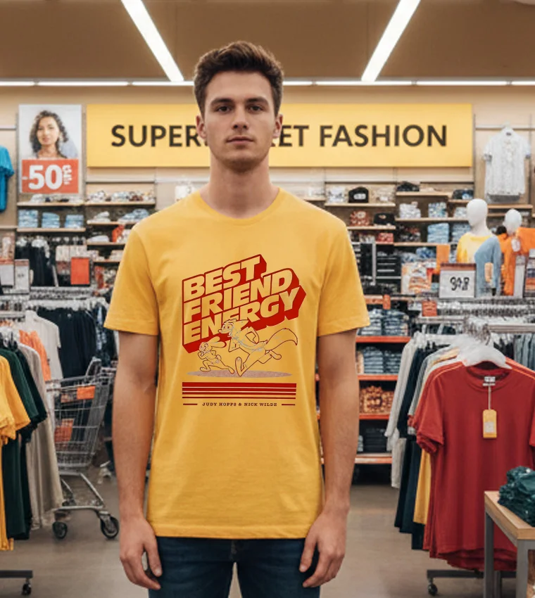 Best Friend Energy Judy Hopps And Nick Wilde Cartoon - yellow-t-shirt Best Friend Energy Judy Hopps And Nick Wilde Cartoon Yellow T Shirt