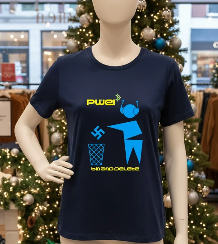 Bin And Delete Robot Art T   Navy T Shirt