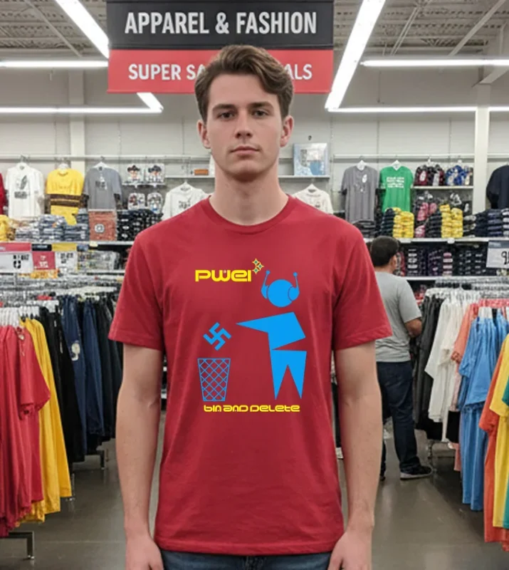 Bin And Delete Robot Art T Red T Shirt