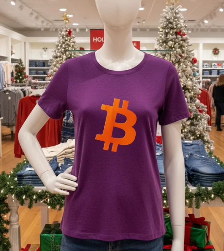 Bitcoin Cosmic Orange Color Logo Purple T Shirt
