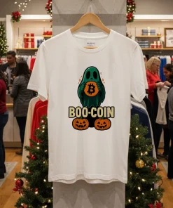 Bitcoin Halloween Ghost American style t-shirt