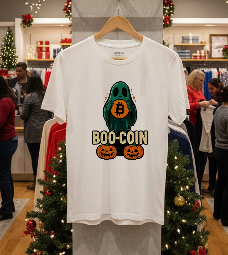 Bitcoin Halloween Ghost - white-t-shirt Bitcoin Halloween Ghost White T Shirt