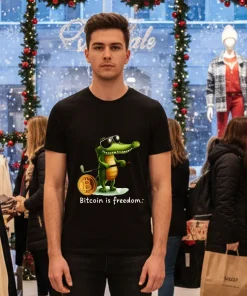 Bitcoin is freedom crocodile cartoon shirt