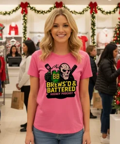 Brews d Battered Hockey Podcast logo shirt