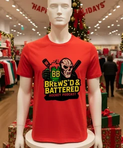 Brews d Battered Hockey Podcast logo shirt