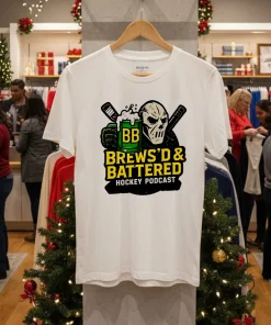 Brews d Battered Hockey Podcast logo shirt
