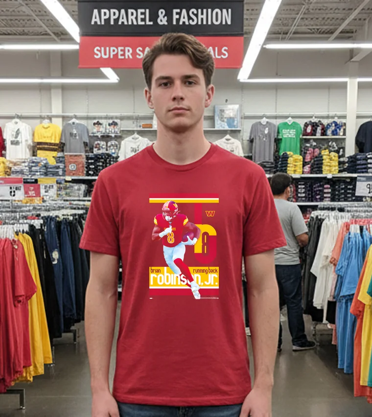 Brian Robinson Jr Superstar Washington Commanders Official Nfl Football Wall Poster - red-t-shirt Brian Robinson Jr Superstar Washington Commanders Official Nfl Football Wall Poster Red T Shirt