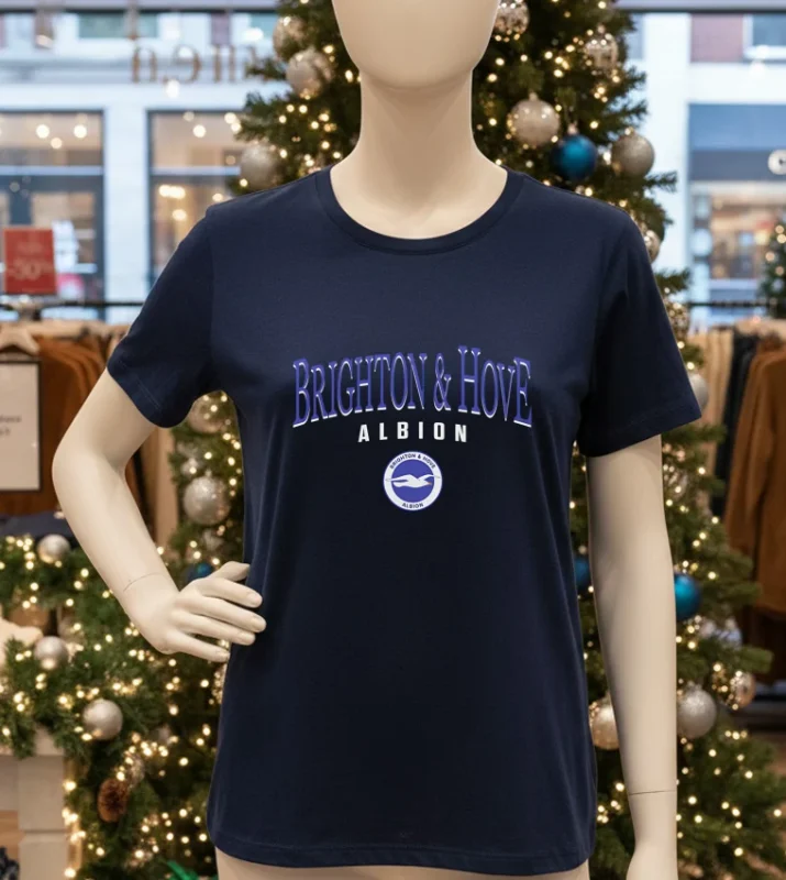 Brighton And Hove Albion Arch Letter Navy T Shirt