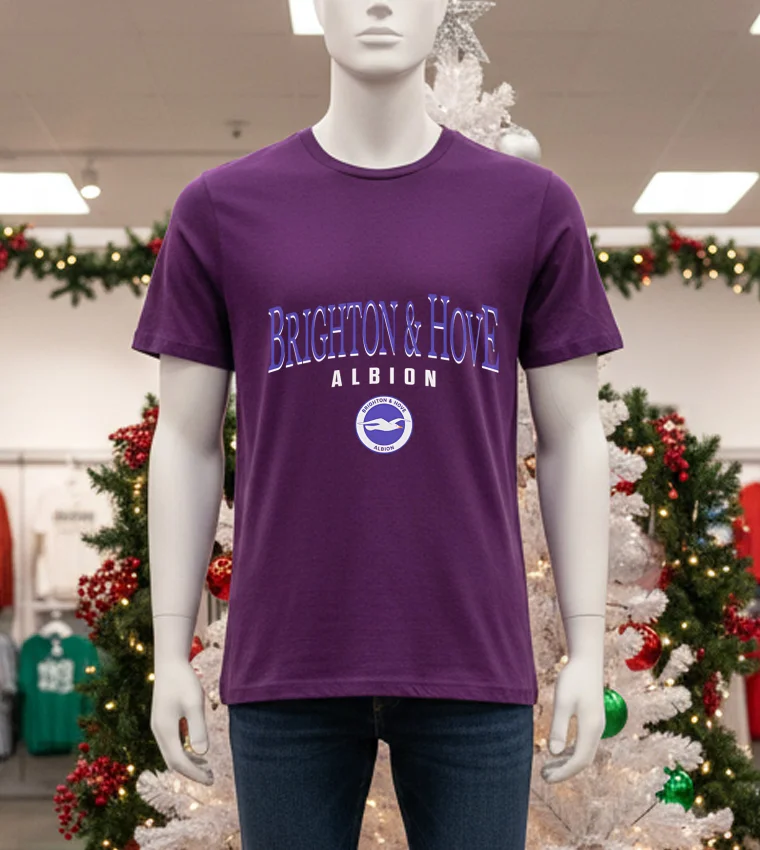 Brighton And Hove Albion Arch Letter - purple-t-shirt Brighton And Hove Albion Arch Letter Purple T Shirt
