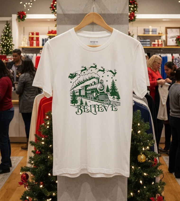 Christmas Believe Merry Christmas T - white-t-shirt Christmas Believe Merry Christmas T White T Shirt