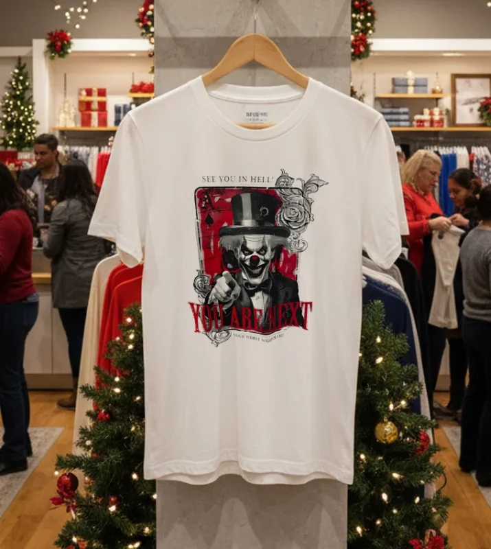 Clown Face You Are Next See You In Hell Your Worst Nightmare   White T Shirt